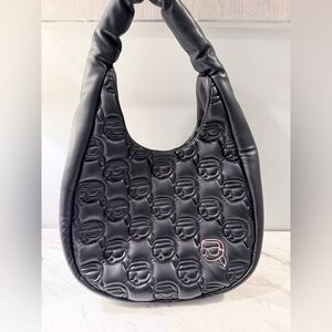 Karl Lagerfeld Black Embossed Hobo Bag